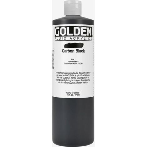Golden : Fluid Acrylic Paint : 473ml (16oz) : Carbon Black