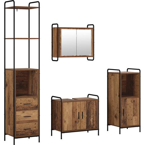 Badezimmerschrank-Set 4 stk. Altholz 40 x 36 x 200,5 cm vidaXL (1/5)