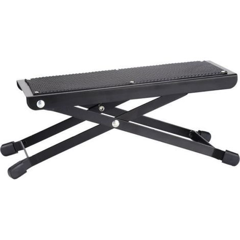 1 Repose-pieds de guitare, métal, hauteur réglable 4 niveaux, design antidérapant, protection sol, pour musicien (1/4)