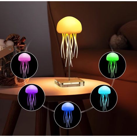 Lampe Méduse, Veilleuse LED en Forme de Méduse, Lampe de Chevet Avec Dégradé de Couleurs pour la Maison (A) (1/5)