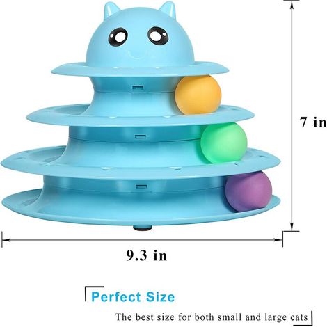 1pc Interactive Cat Toy Set, Turntable, 3-Stories Tower, Rounded Corners, Kitten Toy Supplies, Gift for Any Age - Product Eat Size: 232318cm (1/4)
