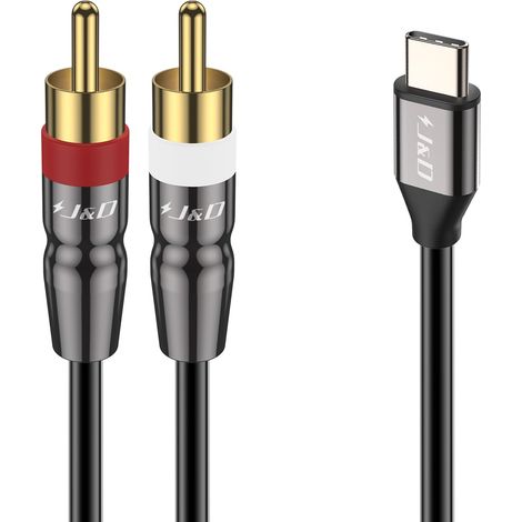 USB C vers 2 RCA Câble, USB Type-C vers 2RCA Mâle Audio Stéréo y Répartiteur Câble Cord Compatible pour iPhone Série 16/17, Google Pixel 10/9/8, MacBook Pro, Tablettes, Ordinateur Portable, 2 m (1/5)