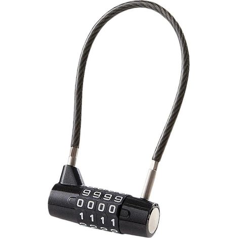 Cadenas à câble robuste à combinaison 4 chiffres pour coffre à outils, abri de jardin, rangement, câble de 17,5 cm - WELLNGS