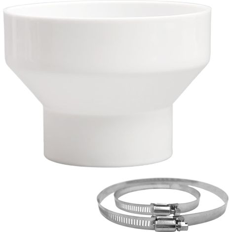 Réducteur de 150 à 100 mm - Tuyau d'évacuation d'air - Adaptateur de tuyau de ventilation de 150 mm à 100 mm - Avec 2 colliers de serrage en acier inoxydable - Tuyau rond pour système de ventilation - (1/5)