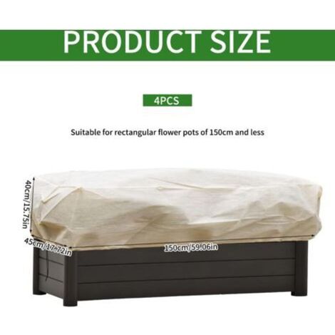 Housse de Protection pour Plantes d'hiver,150 45 40cm,Lot de 4 Housses de Jardinière Bio,Housse Hivernage Plante avec Cordon de Serrage,Sac de Fleurs,Protection Contre Le Gel