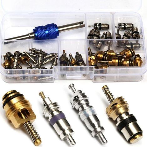 40 Pièces A/c Kit De Soupape Schrader Noyau De Valve R134a Démonte-pneu Kit De Recharge De Alternatif De Voiture Noyau De Climatisation Outils Auto Adaptateur (1/4)