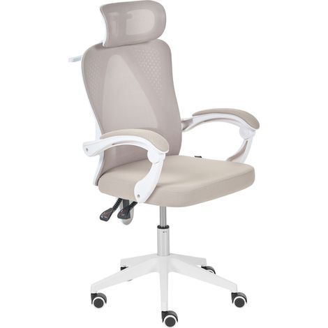 Sedia da ufficio con base girevole, altezza regolabile in rete beige Seranev (1/5)