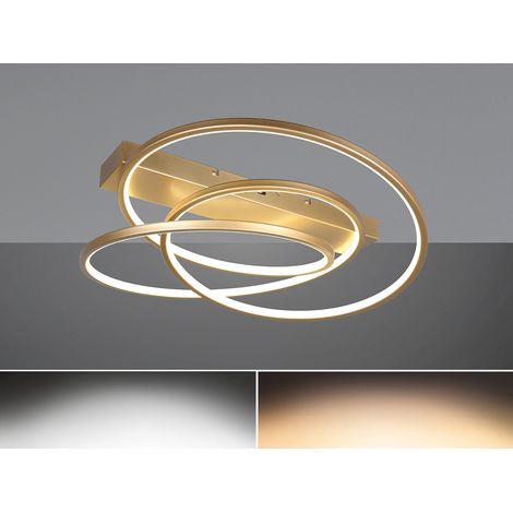 Moderne dimmbare LED Deckenleuchte DARVIN in Gold, Breite 64cm (1/5)