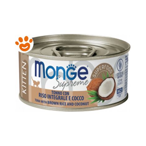 Monge Supreme Cat Kitten Tonno con Riso Integrale e Cocco - Monge Supreme Cat Kitten Tonno con Riso Integrale e Cocco - Lattina Da 80 Gr