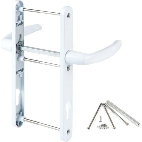 Poignée de porte 92 mm - Blanc - Accessoires de montage inclus - Aluminium - Longueur totale : 250 mm - Pour portes d'entrée, intérieures et de terrasse (1/4)