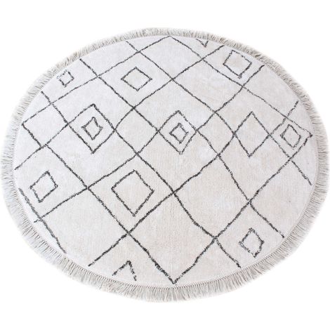 VIVARAISE - Tapis Ervin Taupe - Tapis rond 160 cm en coton 100% à motifs berbères (1/3)