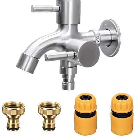 Robinet universel 1/2" en laiton, résistant rouille et gel, 2 raccords, bande étanchéité rouleau, pour machine à laver, jardin, cuisine, salle de bain" (1/5)
