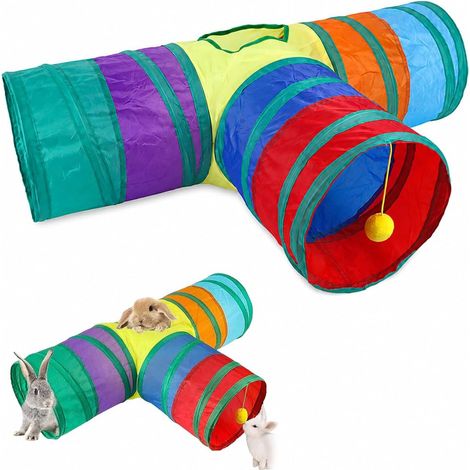 Tunnel pour chat pliable en T, 1 pièce – Jeu interactif pour chaton et lapin, structure stable pour usage intérieur et extérieur (1/5)