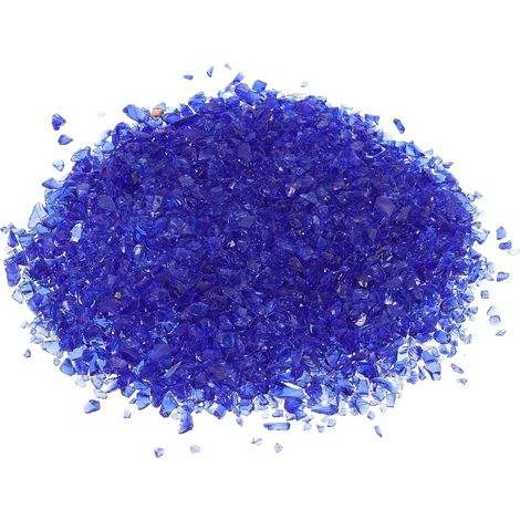 Gravier en Verre décoratif 450g/1lb 3-6mm, Perles de Pierre pailletées irrégulières éclatées écrasées pour l'artisanat, Le Remplissage de Vase, l'aquarium, Bleu foncé (1/5)