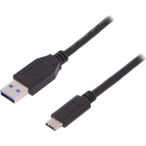 Cable- USB 2.0- USB A prise.USB C prise- nickele- 1m- noir
