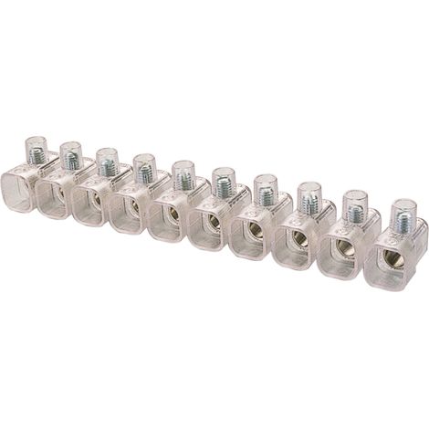 poly pool - stecca da 10 morsetti 450 v foro ø 8 mm sezione 10 mm² trasparente