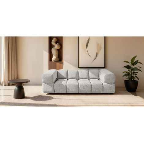 Sofa Designersofa BLANCHE 3-Sitzer in Stoff Puente Hellgrau