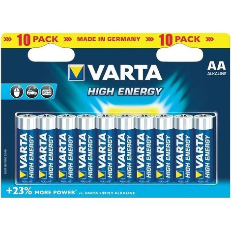 Piles alcalines Varta Energy AA LR06 - 10 unités - Lampe horloge/veilleuse