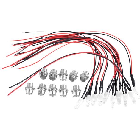 10 pièces 12V 8mm pré-câblé diode électroluminescente constante ampoules ultra lumineuses eau claire (01) (1/5)
