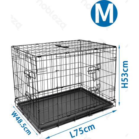 Cage en fil de fer pliable pour chiens, avec 2 portes et bac inclus (1/4)