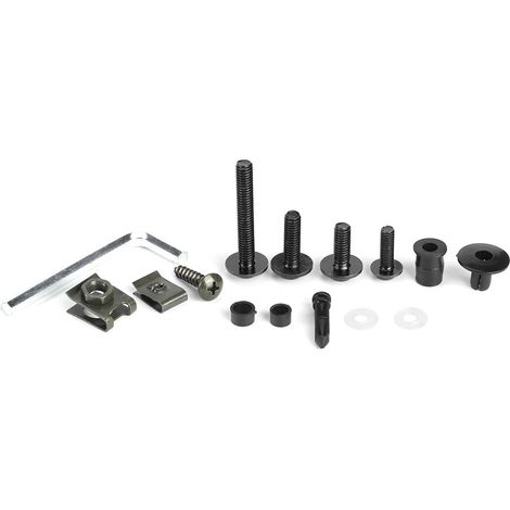 Kit 223 pièces de vis carrosserie moto, boulons pare-brise, écrous fixation, quincaillerie bodywork, noir, pour motocycle.