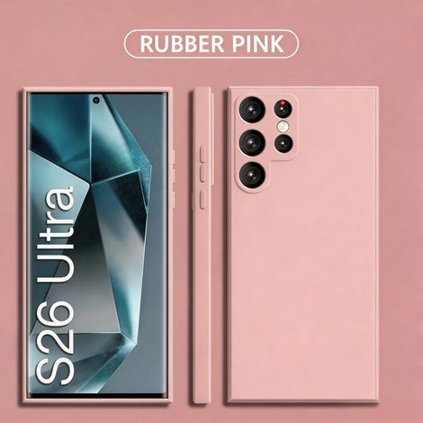 Coque liquide carrée pour Samsung Galaxy S24 FE rose (avec protection pour appareil photo) (1/5)