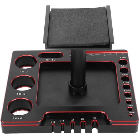 Support de travail professionnel en alliage d'aluminium pour voitures RC SCX24, FCX24 et voitures RC 1/18 et 1/24, avec kit d'outils de réparation (1/5)