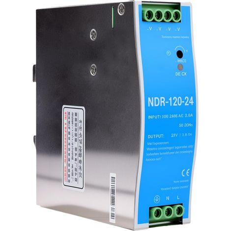 DIN Power 120W Rail switching power 24V Bloc d'alimentation pour Entrée AC 100-220V 2.6A, Sortie DC 24V 5A Plusieurs fonctions de protection Modèle industriel NDR-120W-24V. (1/5)