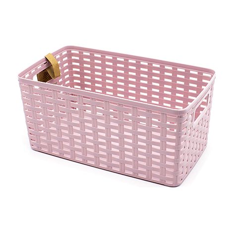 Cesta de almacenamiento organizador Rattan mimbre 5 Litros Rosa claro (1/4)