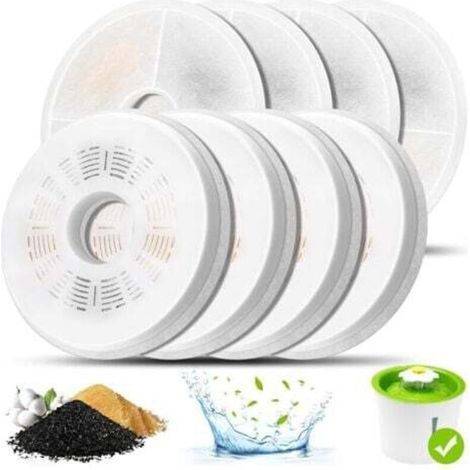 Filtre Fontaine Eau Chat, Lot de 8 Filtres de Rechange pour Fontaine à Chat 3L Filtre à Charbon Actif et Résine échangeuse d'ions Compatible avec la Fontaine à Eau 3L Flower Cat Water Fountain (1/4)