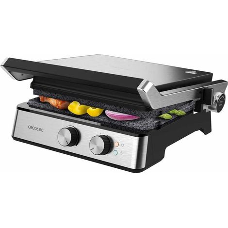 Cecotec Rock'nGrill Blaze Grill électrique. 2400W, revêtement RockStone, nettoyage facile, ouverture à 180° de, sans BPA de, cuisson de Surface de 29x23 cm, Température réglable. (1/5)