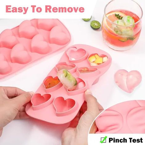 Moules à glaçonsMoule à glaçons en silicone, en forme de cœur, de qualité alimentaire, 24 cavités, 26,6 ml/cavité, dimensions des cavités : 4,2 x 4,2 cm, rose, 10,4 x 20 x 2,8 cm (1/5)