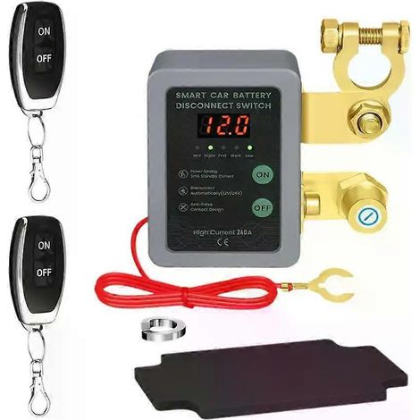 Interrupteur coupe-circuit 240 A pour voiture, déconnexion de batterie à distance 12 V avec affichage LED de la tension, outil d'arrêt automatique --JXLGV (1/5)