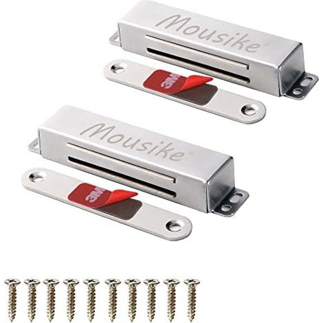 loquet de porte magnétique robuste 40 kg aimants en acier inoxydable avec aimant puissant pour d'armoire placard cuisine (2 pièces d'argent)… Silver 2 Pack (1/5)