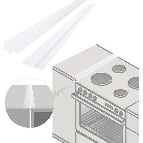 BUNTHAUS Paquet de 2 couvercles de joint de comptoir de cuisine en silicone, longueur de remplissage 53 cm, scellage entre la cuisinière et le four (Blanc)