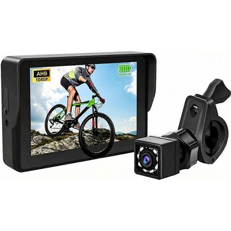 Rétroviseur de vélo 1080p, caméra de recul avec écran 5 pouces et vision nocturne pour guidon, compatible avec motos et VTT - JBMEDIA (1/4)