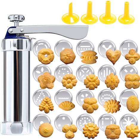 Set di stampini per biscotti in alluminio con 20 forme e beccucci, ideale per decorare liquori e cupcake.