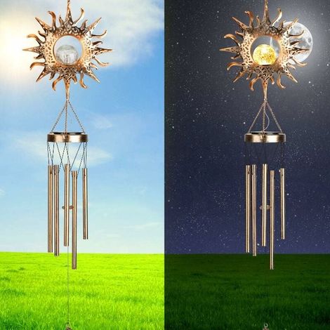 Campanas de viento para exteriores de 5 tubos, campanas de viento solares para jardín, decoración interior, habitación infantil, adorno para ventana, patio, regalos conmemorativos. (1/5)