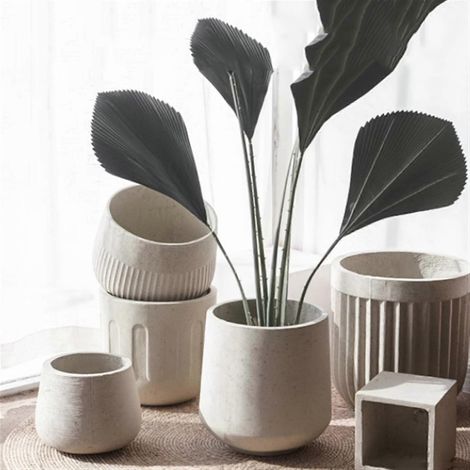 Petit pot de fleurs en ciment avec trou de drainage, jardinière d'intérieur minimaliste et moderne pour la décoration intérieure (1/2)
