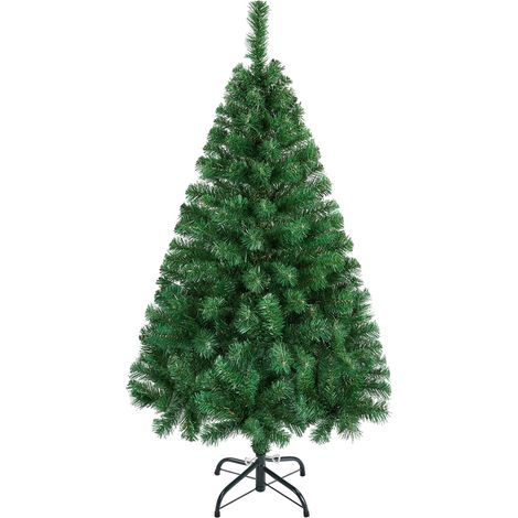 Homevive Árbol de Navidad 124cm Artificial Christmas Tree 208 Ramas PVC con Soporte de Metal Plegable Decoración Navideña Verde