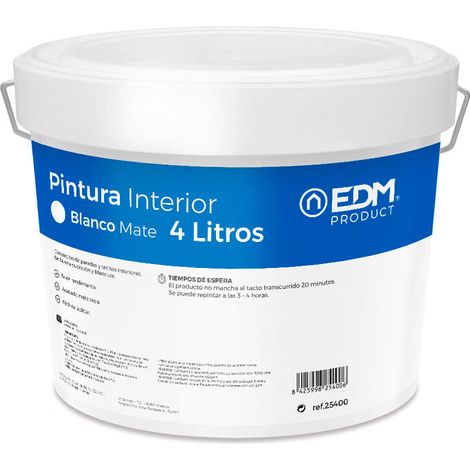 Matt-Indoor-Plastikfarbe Weiß 4l Edm.