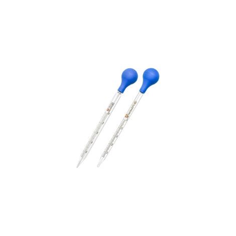 2 Pièces Pipettes en Verre, Compte-Gouttes Graduées Pipettes Verre Avec Brosse de Nettoyage, Pour Pharmacie, Parfum, Laboratoire, Hôpital, Chimie