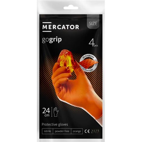 Mercator GoGrip Nitrilhandschuhe, orange, 4 Stück, Größe M (1/4)