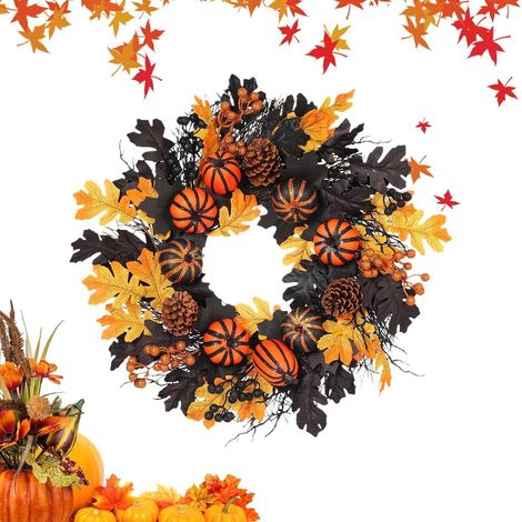 Couronne d'halloween avec Fausse - Décoration de Fête Guirlande de Baies et (1/5)