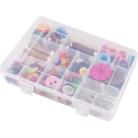 Boîte De Rangement En Plastique - 18 Compartiments Avec Séparateurs Réglables - Pour Perles Bijoux Appâts De Pêche - 20 x 15,7 x 3 cm - 1 Pièce (1/5)
