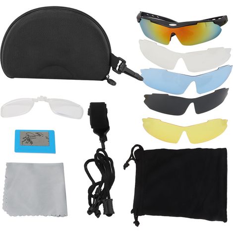 Ortviai Lunettes de vélo polarisées pour hommes et femmes – monture ajustable avec 5 verres interchangeables (sable noir), lunettes de protection (1/5)
