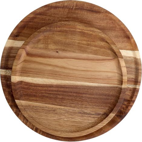 Plateaux Ronds en Bois 2 pièces 20 cm 25 cm en Acacia  Deux plateaux ronds en bois d’acacia de 1,5 cm d’épaisseur pour servir café thé fruits collations ou décorer la table (1/5)