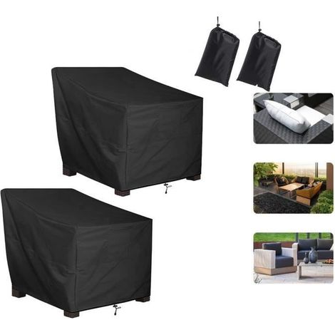 Housses de chaises de patio imperméables pour meubles d'extérieur, lot de 2, housses pour chaises de pelouse, toile Oxford 210D (1/4)