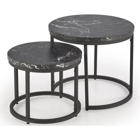 Ensemble de deux tables basses gigognes aspect marbre noir Cepheus (1/5)