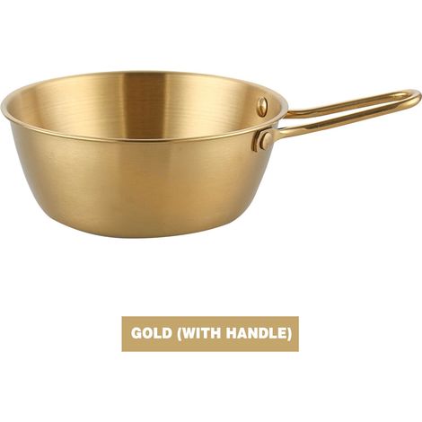 Bol - Acier Inoxydable Épais - Poignée Intégrée - Pour Soupe Riz Nouilles - Usage Intérieur Extérieur - Doré - 1 Pièce (1/5)